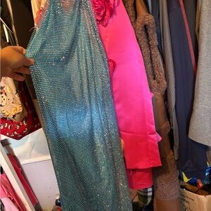 Fashion Nova Turquoise Rhinestone Dress